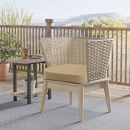 idee-home Outdoor Chair Cushions Set of 4, 19" x 19" x 3" Thick D-Shaped Patio Furniture Outdoor Seat Cushions Waterproof with Ties, Dining Pads