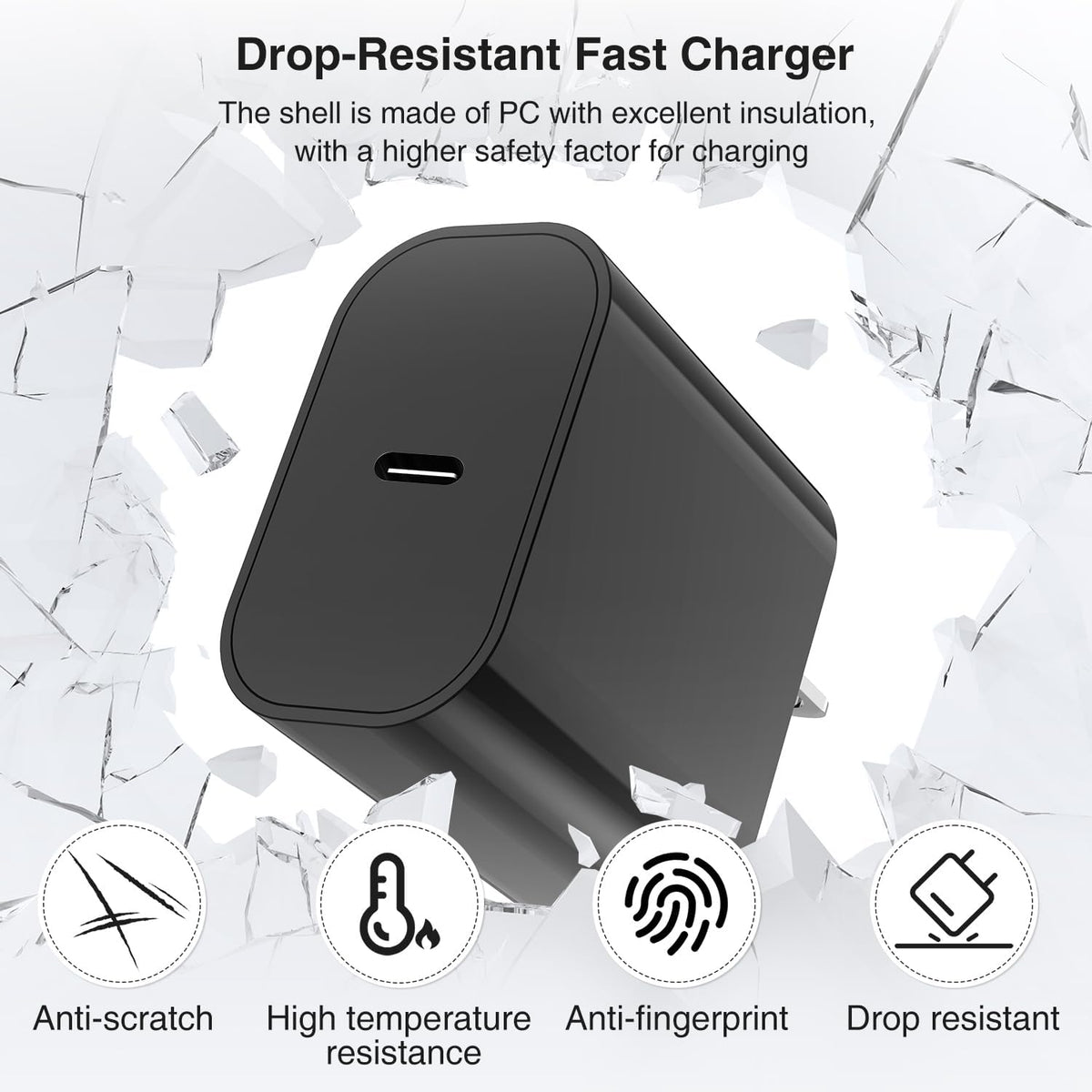 iPhone 16 15 Fast Charger 10ft, USB C Charging Block and Long Type C to C Cable Cord, Wall Plug Power Adapter Cube Brick for Apple 16 Pro Max/16 Pro/15 Plus/15 Pro Max/iPad 12.9/11 inch/Air/Mini-Black