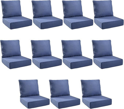 Outdoor Cushion Set for Furniture Patio Furniture, UV Resistant, Water Resistant - 6 Inch Thick Foam Garden Cushions– 24x24 Inch Patio Seat Covers for Chair/Sofa/Couch | Blue | 11-Pack |