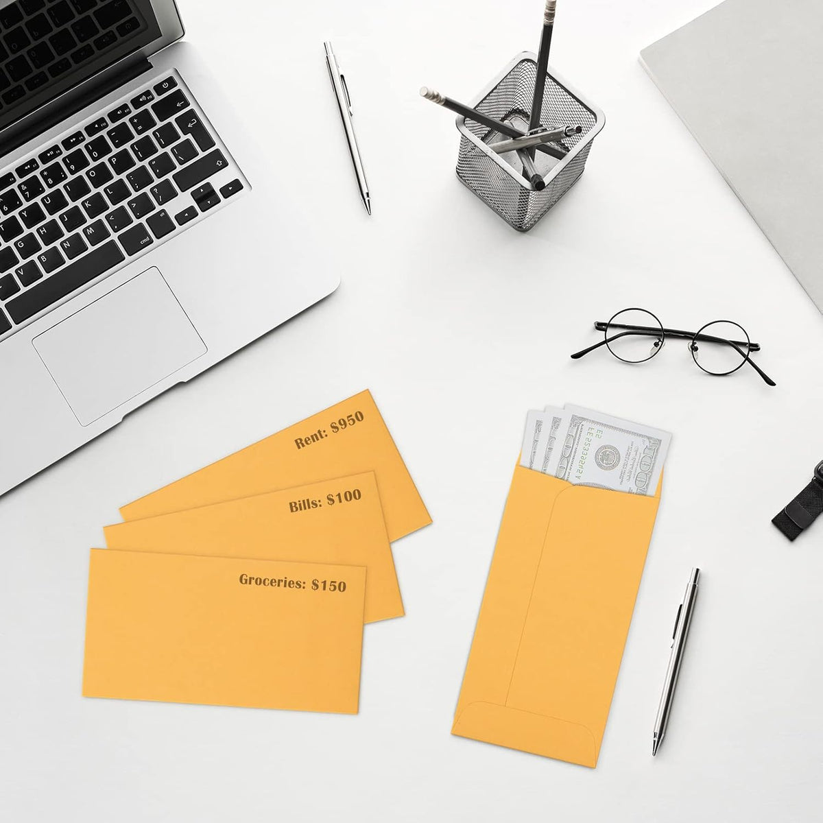 ValBox 3.5x6.5 Money Envelopes, Brown Kraft #7 Coin Envelopes, Small Parts Envelope with Gummed Flap for Seed, Cash, Budgeting (Pack of 100)
