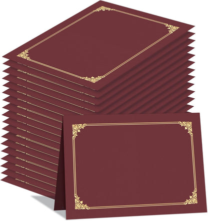 HAUTOCO 50 Packs Certificate Holders, Burgundy Diploma Holders, Document Award Covers Certificate Folders with Gold Foil Border for 8.5x11 Letter Size