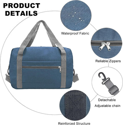 Foldable Carry on Luggage Bag 22x14x9 Personal Item Bag for Airplanes Travel Duffel Bag for Women and Men (40L, Navy)