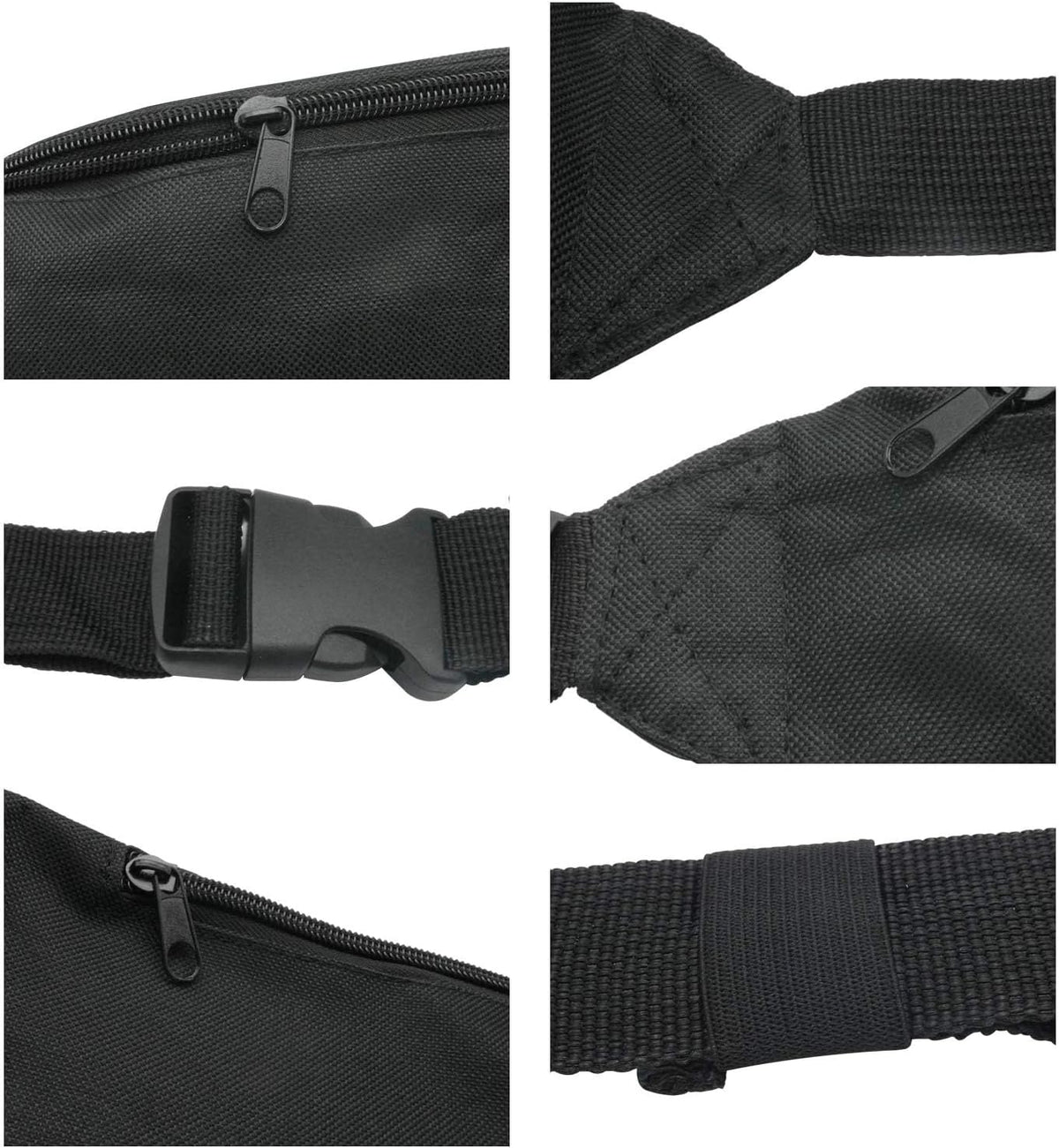 INNOLIFE Unisex Fanny Pack for Women Men, Fashion Sporty Multi-purpose 2-Zipper Waist Belt Bag Fanny Pack Adjustable Strap for Sport Hiking Traveling Passport Wallet (10, Black)
