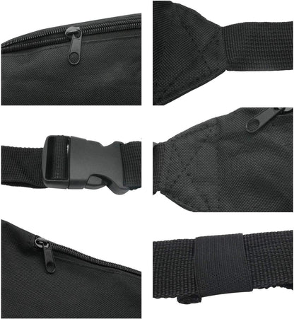 INNOLIFE Unisex Fanny Pack for Women Men, Fashion Sporty Multi-purpose 2-Zipper Waist Belt Bag Fanny Pack Adjustable Strap for Sport Hiking Traveling Passport Wallet (10, Black)