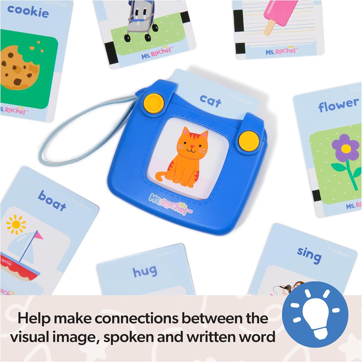 Ms. Rachel First Words Talking Flash Cards with Electronic Reader, 100 Words, Educational Toys for Ages 1-2+