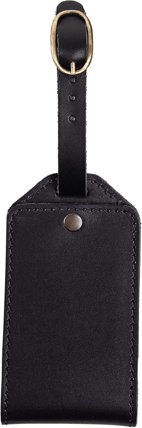 PEGAI Personalized Leather Luggage Tags for Suitcases | Handmade Travel Essentials Luggage Tag- Secure With Snap Closure and Easy Attachment to Suitcase, Travel Backpack, Handbag | Bond (Charcoal)
