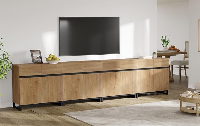 WAMPAT Modern TV Stand for TVs up to 120 inch, 4 in 1 Wood Entertainment Center