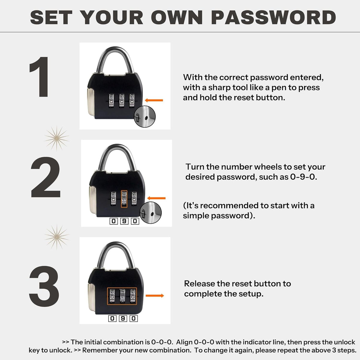 Small Combination Luggage Locks, 3 Digit Combination Padlock, Travel Lock with Code, Small Combo Lock for Locker, Suitcase, Zipper, Tool Box, Backpack, Bag (Black+Silver, 2-Pack)