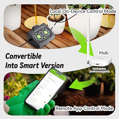 RAINPOINT Programmable Drip Irrigation System for Indoor Houseplant,Compact Dual-Powered Vacation Automatic Plant Waterer Self Watering Device While Away Low Water Auto Shut-Off (Water 10-15 Plants)