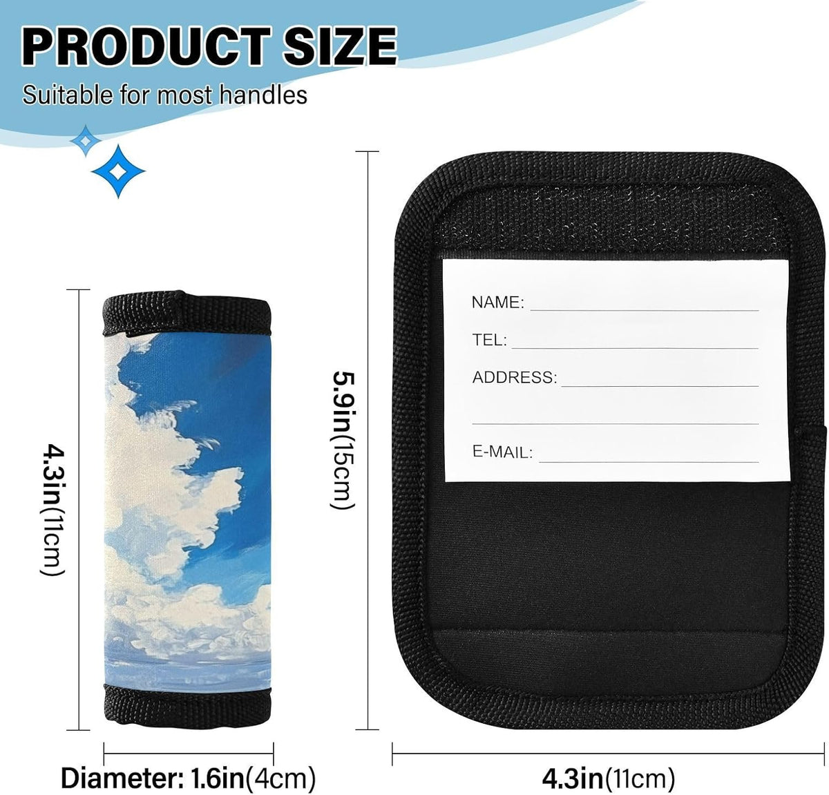 Blue Coastline 4 Pack Luggage Handle Wraps Covers for Suitcase Identifiers Bag Tags Travel Accessories