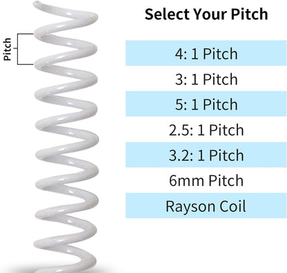 Rayson 1inch Plastic Spiral Binding Coil, 210 Sheets Capacity, 4:1 Pitch 25.4mm White Coil Binding Spines for Business and Educational Purposes, Pack of 50