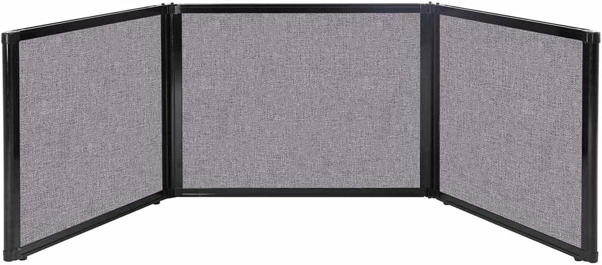 Versare Folding Tabletop Display | 3-Panel Partition | Lightweight Portable Workspace Divider | Cloud Gray 99" x 24"