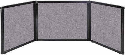 Versare Folding Tabletop Display | 3-Panel Partition | Lightweight Portable Workspace Divider | Cloud Gray 99" x 24"