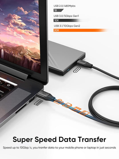 CableCreation 2-Pack USB C to USB A Cable 5FT,USB 3.1 USB 3.2 Gen2 10Gbps USB C Data Cable, Android Auto 3A for External SSD MacBook Pro iPad, Galaxy S24/S23, iPhone 16, 1.5m