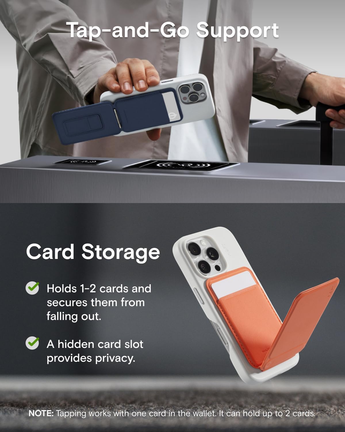 MOFT Phone Tripod Wallet, 3 in 1 Phone Stand, NFC-Supported Magnetic Phone Wallet, MOVAS Vegan Leather Adjustable Card Holder, Sunrise