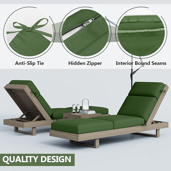 4 Pcs Chaise Lounge Cushions Outdoor, 72 x 21 x 4 Inch Lounge Chair Cushions for Outdoor Furniture - Waterproof Lounge Patio Replacement Cushion, 4In Fade-Resistant ThickPatio Chaise Lounge Cushion