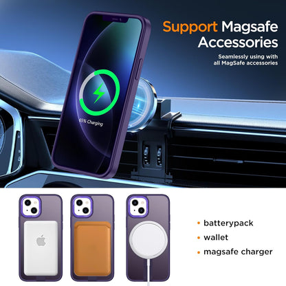 for iPhone 13 Case with Kickstand, [Invisible Stand] Compatible with MagSafe, Anti-Slip Shockproof Military-Grade Protection, Magnetic Slim Translucent Phone Case for iPhone 13 (Purple)