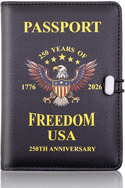 Melsbrinna Passport Holder for Travel,United States 250th Anniversary Passport Holder,Passport Cover Case for Travel,RFID Blocking Travel Wallet Holders for Women and Men (Black)