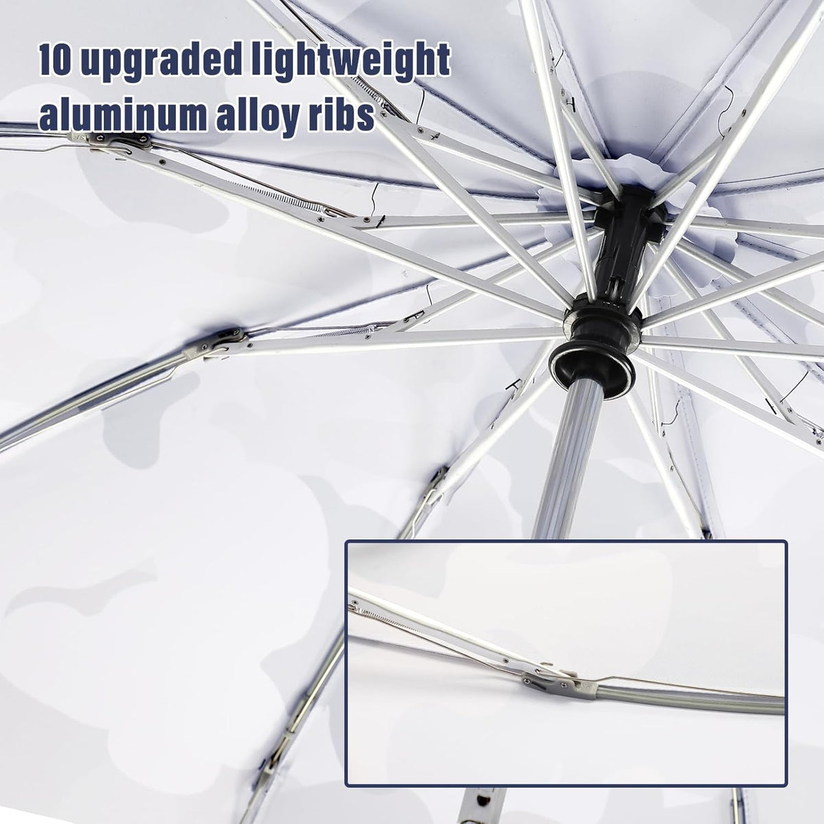 Large Windproof Travel Umbrella, Portable Reverse Folding Rain Umbrella for Car,Women and Men, Durable, Compact Inverted Design with Camouflage Canopy, Fits Backpack, 41.5/13 Inch, Automatic