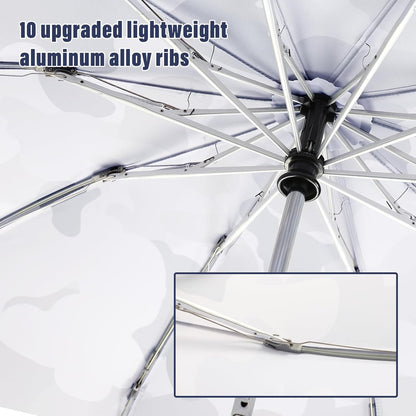 Large Windproof Travel Umbrella, Portable Reverse Folding Rain Umbrella for Car,Women and Men, Durable, Compact Inverted Design with Camouflage Canopy, Fits Backpack, 41.5/13 Inch, Automatic