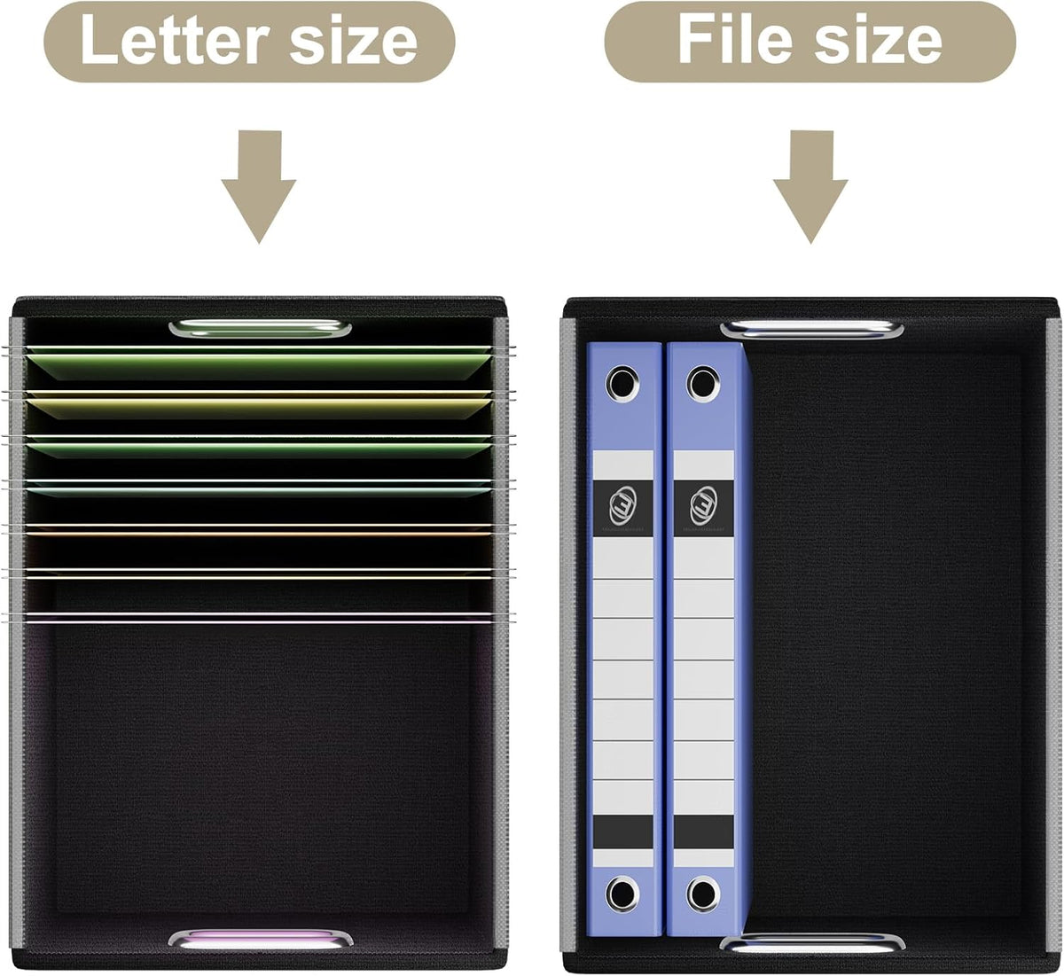 Huolewa Portable Leather File Organizer Boxes with Lids, Office Document Boxes Organizer, Filing Boxes, Decorative Small File Boxes for Hanging Files with Plastic Slide for Office/Decor/Home