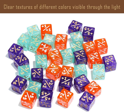 36PCS 12mm MTG Life Counters Dice Set with Box, MTG +1/+1 Tokens 6 Sided Mini Dice Set for Magic The gatering, Compatible with TCG CCG Magic Card Gaming Accessories