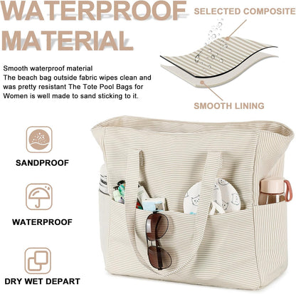 Bluboon Waterproof Beach Tote Pool Bags for Women Ladies Extra Large Carry On Bag With Wet Compartment for Weekender Travel