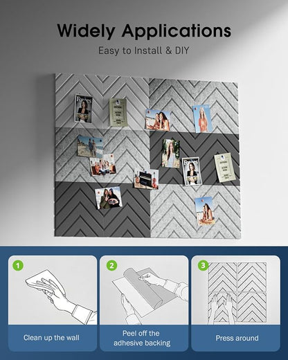 Woovio Sound Proof Foam Panels for Walls, 12 Pack Self-Adhesive Acoustic Panels