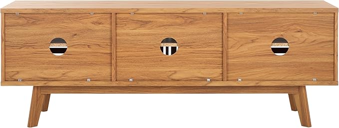 SAFAVIEH ESMA TV Stand for up to 65" Flatscreen – Oak Brown, Sliding Doors