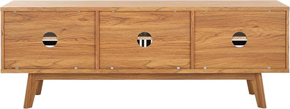 SAFAVIEH ESMA TV Stand for up to 65" Flatscreen – Oak Brown, Sliding Doors