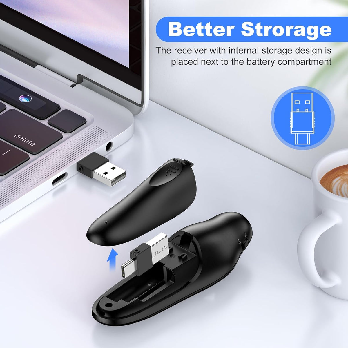 USB Type C Presentation Clicker Wireless Presenter Remote Clicker for PowerPoint Presentations with Red Pointer, PowerPoint Clicker Slide Advancer for Mac/Laptop/Computer/Class/Office