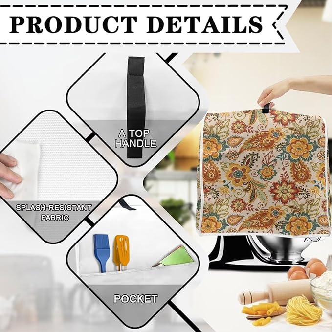 Boho Stand Mixer Cover 6-8Qt Mixer Cover Washable Anti-Stain Appliance Covers for Kitchen Counter Mixer Parts & Accessories Home Decoration