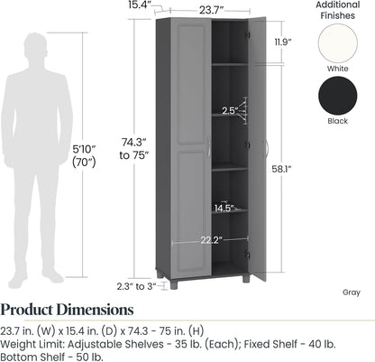 SystemBuild Evolution Kendall 24" Engineered Wood Utility Storage Cabinet Black