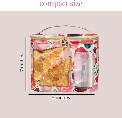 kate spade new york Insulated Lunch Tote, Small Lunch Cooler, Cute Lunch Bag for Women, Thermal Bag with Double Zipper Close and Carrying Handle, Floral