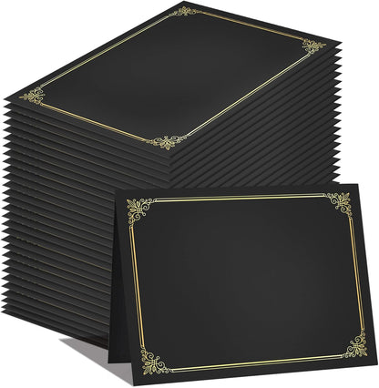 GNL Certificate Holders - 50 Packs Black Diploma Holders, Certificate Covers with Gold Foil Border, for Letter Size 8.5 x 11 Certificate Paper, Award, Graduation, Documents