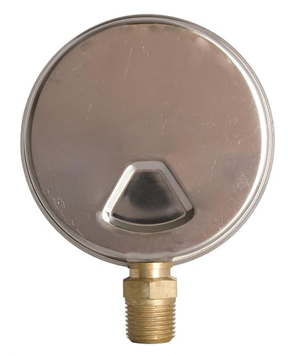 4" Oil Filled Pressure Gauge - Stainless Steel Case, Brass, 1/2" NPT, Lower Mount Connection, 0-400PSI