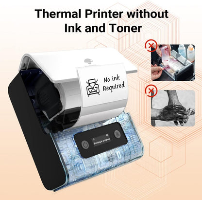 Phomemo Label Maker- M221 Address Label Printer 3’’ Portable Bluetooth Label Maker Machine for Barcode, Address, Logo, Mailing, Stickers, Small Business, Home, Office, White