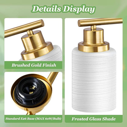 Guliaofo 2-Light Vanity Lights, Brushed Gold Bathroom Light Fixture