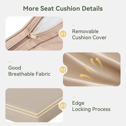 Aoxun Replacement Cushions for Outdoor Furniture, 7-Piece Outdoor Cushions for Patio Furniture, Deep Seat, Waterproof & Fade Resistant Couch Cushion for Patio Conversation Sets, Beige