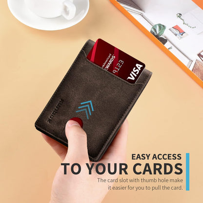 RUNBOX Novelty Wallet for Men Slim 11 Credit Card Holder Slots Leather RFID Blocking Small Thin Men's Wallet Bifold Minimalist Front Pocket Large Capacity Gift Box