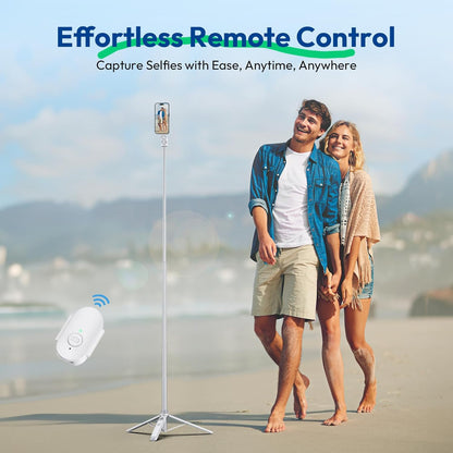 ULANZI TT88 Magnetic Tripod for iPhone, 57" Extendable Selfie Stick with Remote, 2-in-1 Phone Clip & Dual Cold Shoe Mounts-Lightweight Phone Tripod Stand for Vlogging, Travel, Video Recording (White)