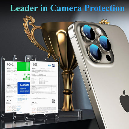 YWXTW Camera Lens Protector for iPhone 16 Pro/iPhone 16 Pro Max, [1 Step Installation Tray] Tempered Glass Screen Protector Metal Individual Camera Cover Accessories (Natural Titanium-2Pack)