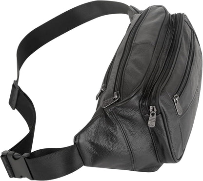 Genuine Leather Fanny Pack/Waist Bag/Organizer with Adjustable Belt, Multiple Pockets For Men and Women