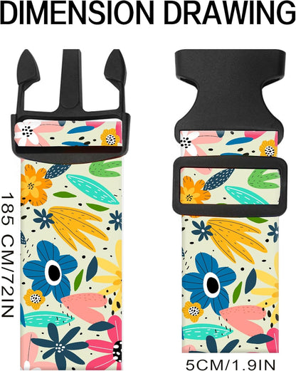 Luggage Straps for Suitcases, Adjustable Travel Belt, Durable Wide Luggage Strap, Cute Suitcase Strap Identifiers with Buckle, Bag Straps for Luggage, Cute Colorful Flowers