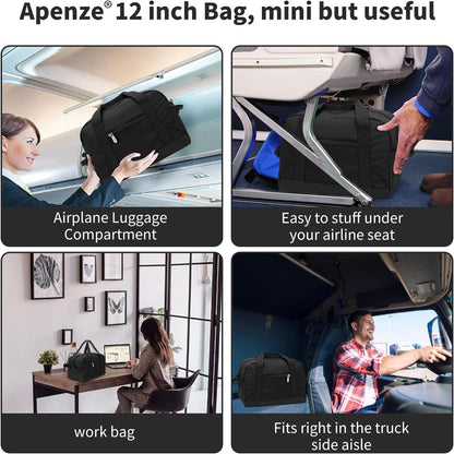 Small Gym Bag Carry On Bag - 12 in Mini Duffle Bag Lightweight for Overnight Travel（Black）