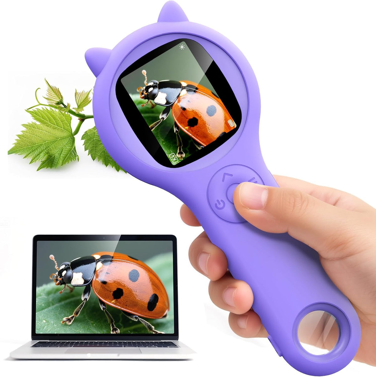 Ashfly Portable Microscope for Kids with 2-inch IPS Screen and 1080P Autofocus Imaging Technology