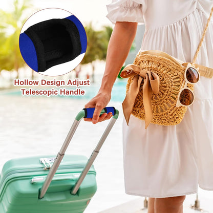 Luggage Handle Wrap [3PCS] - Neoprene Luggage Identifiers Hollow Design Use for Push-Button Suitcase & Trolley Case - [Sapphire Blue-6IN/15CM] Comfort Grip Handle Cover