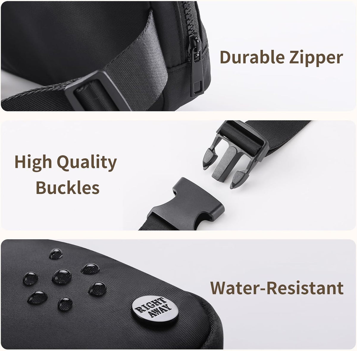 Fanny Packs for Women，Waterproof Belt Bag Bum Bags for Crossbody，Fashion Waist Packs with Adjustable Strap for Traveling, Hiking, Running（Black）