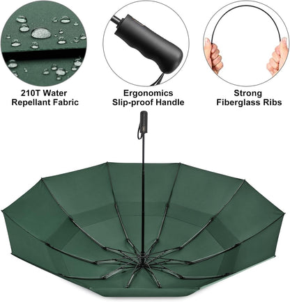G4Free 42/46/54/62 Inch Large Golf Umbrella Compact Reverse Travel Umbrella 10 Ribs Windproof for Rain Double Canopy Automatic Open Close