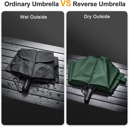 G4Free 42/46/54/62 Inch Large Golf Umbrella Compact Reverse Travel Umbrella 10 Ribs Windproof for Rain Double Canopy Automatic Open Close